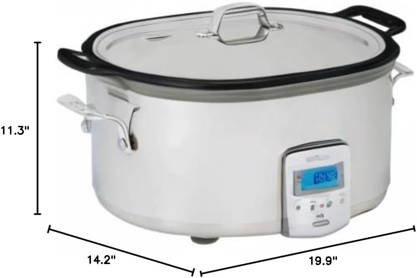 Programmable 7-Quart Stainless Steel Electric Slow Cooker with LCD Timer Zevon