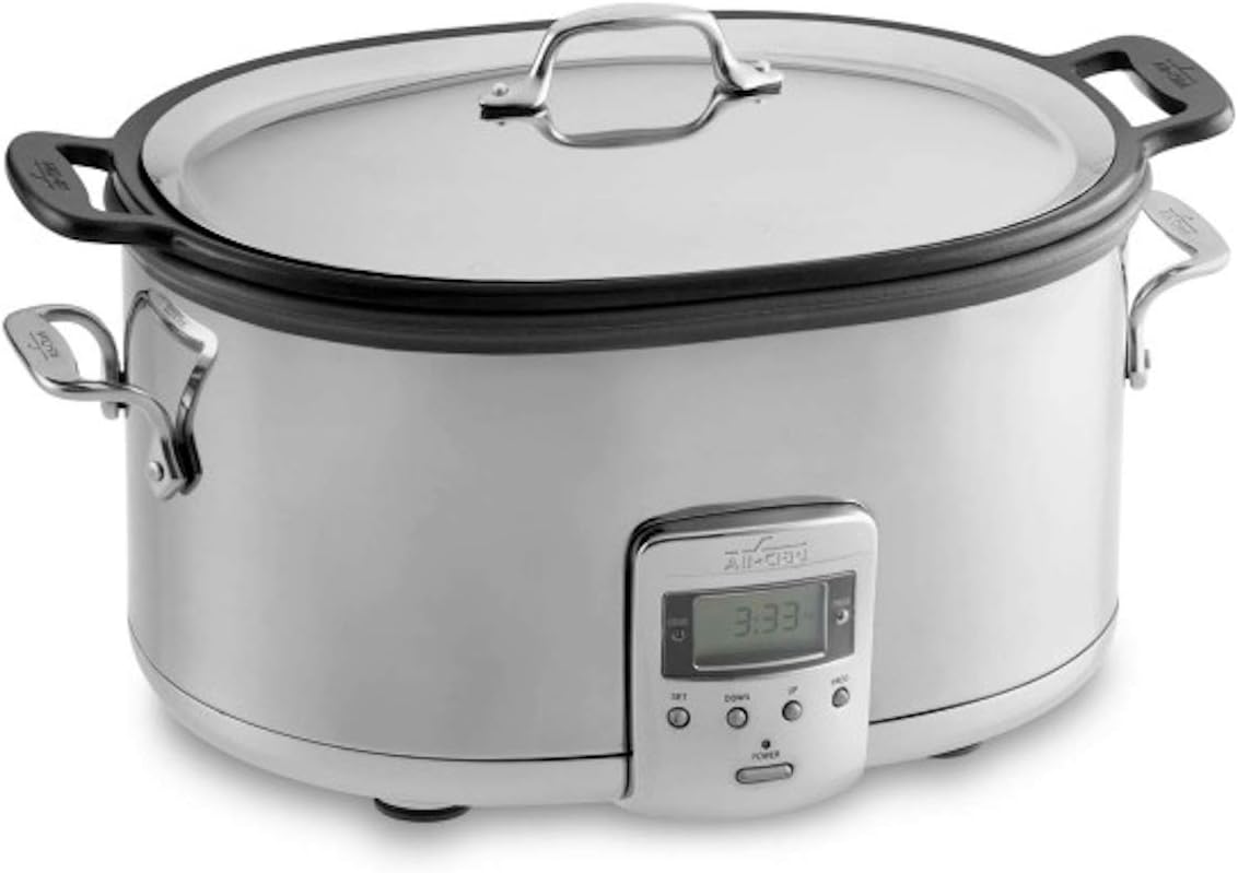 Programmable 7-Quart Stainless Steel Electric Slow Cooker with LCD Timer Zevon