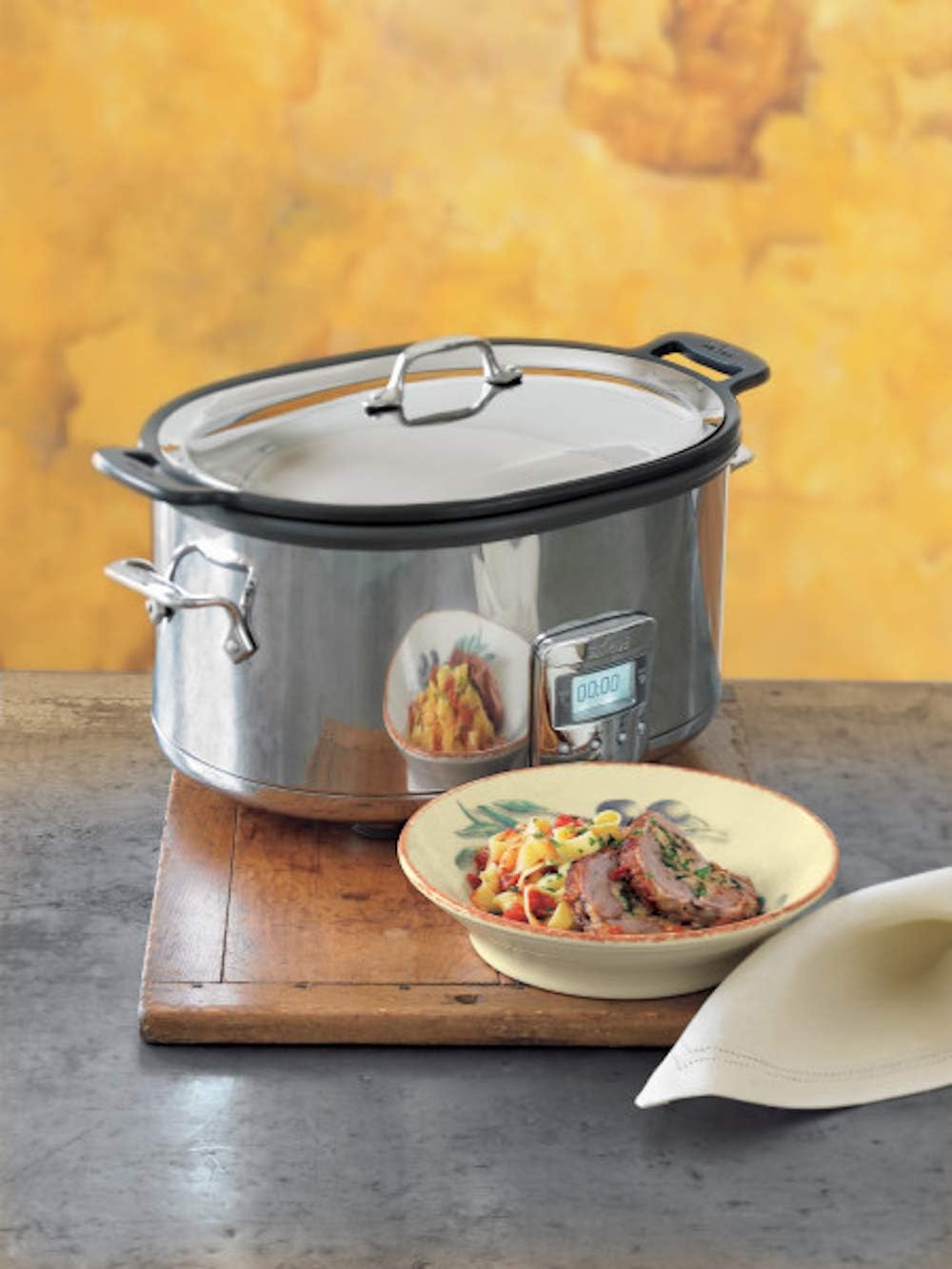 Programmable 7-Quart Stainless Steel Electric Slow Cooker with LCD Timer Zevon