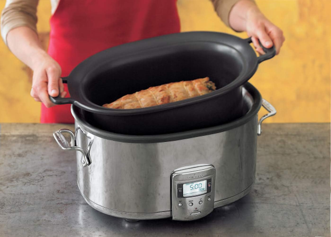 Programmable 7-Quart Stainless Steel Electric Slow Cooker with LCD Timer Zevon