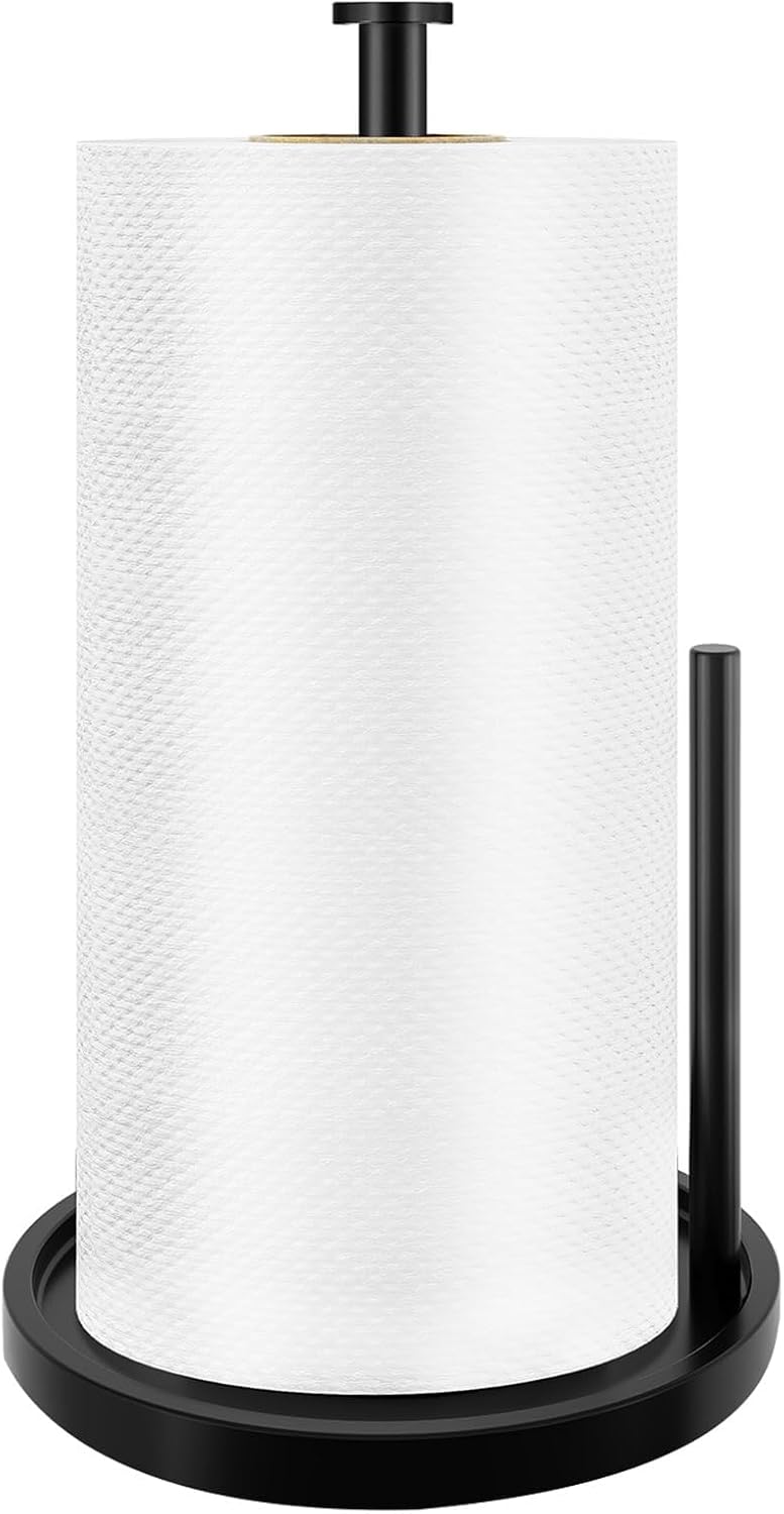 Standing Stainless Steel Paper Towel Holder Countertop Roll Dispenser with Weighted Base Zevon