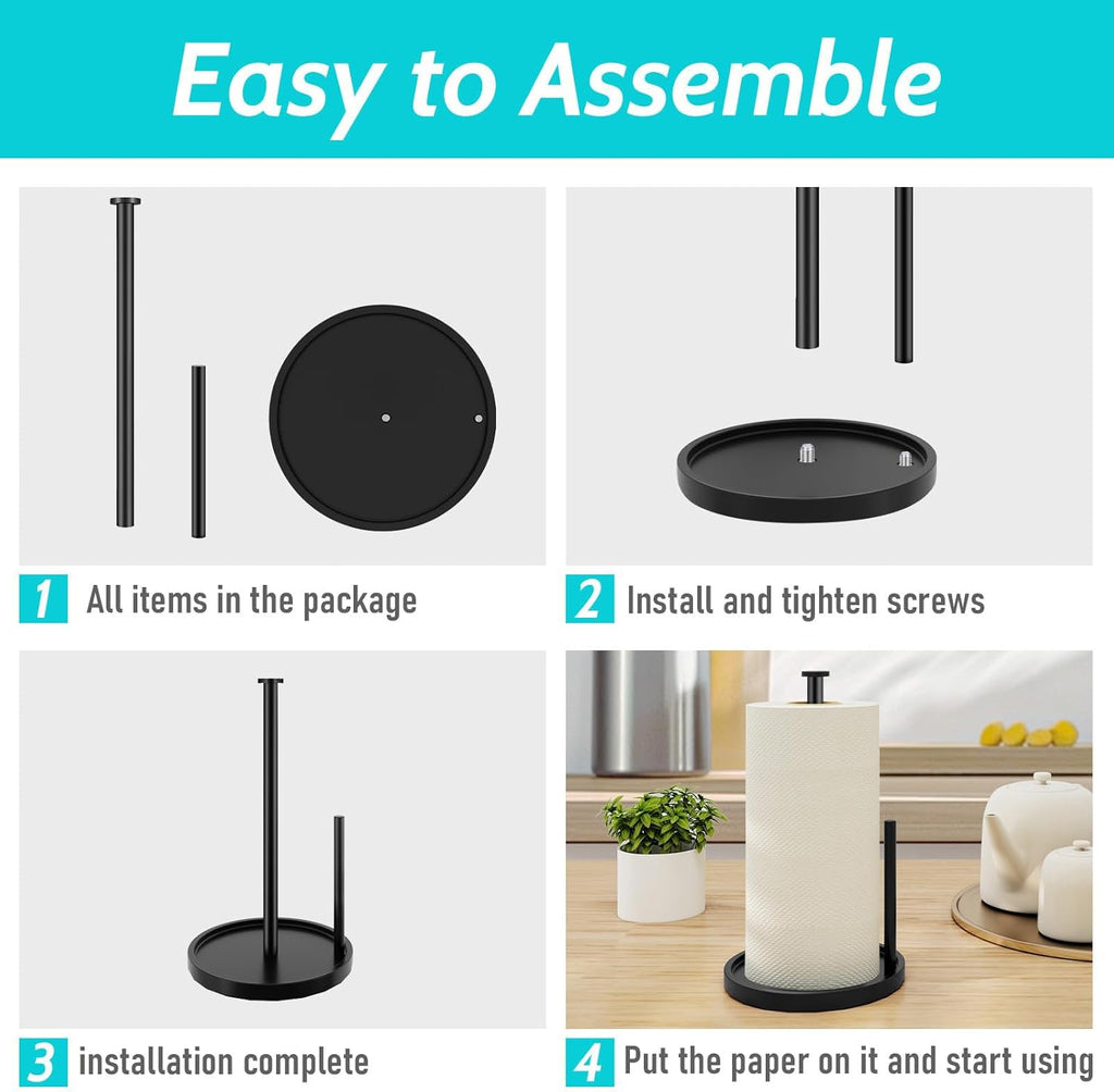 Standing Stainless Steel Paper Towel Holder Countertop Roll Dispenser with Weighted Base Zevon