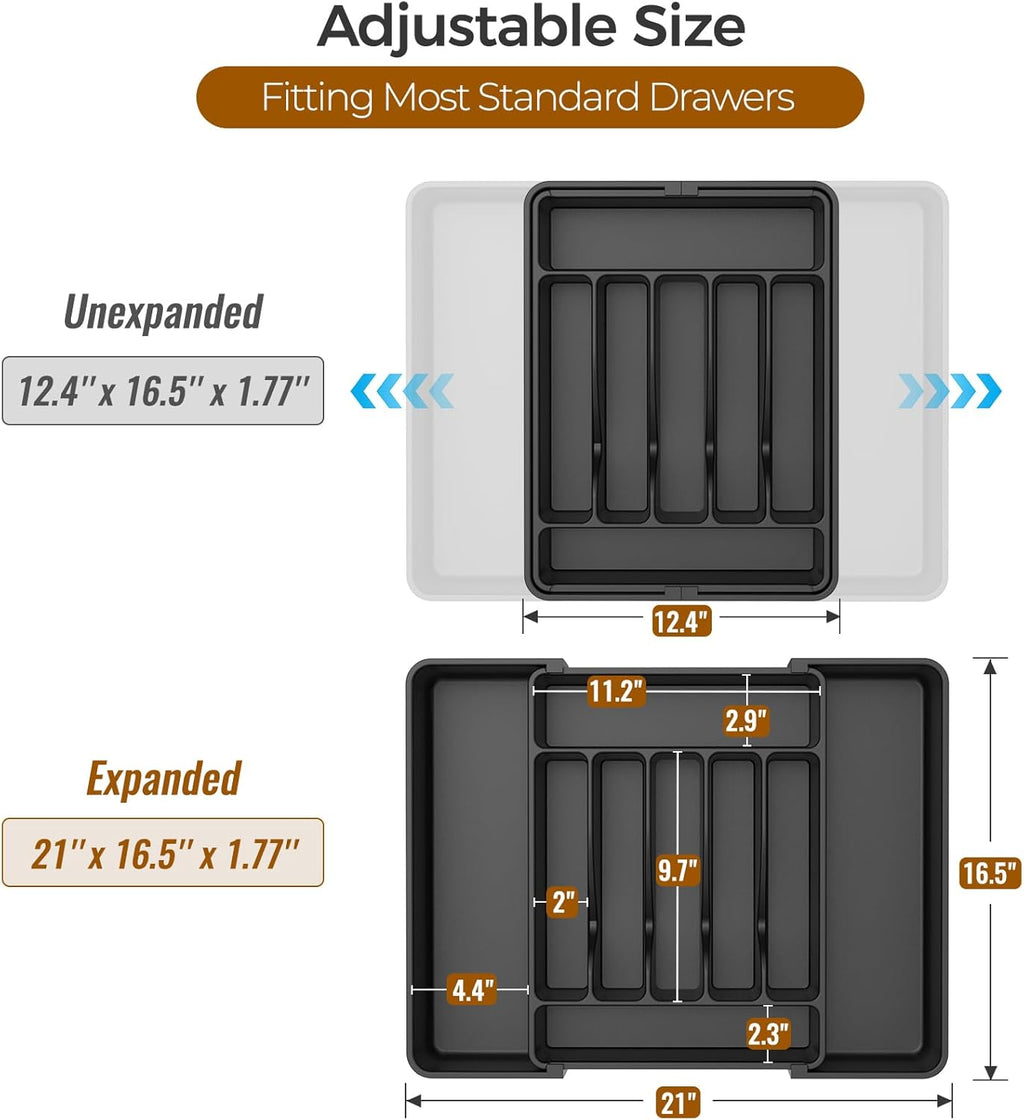 Ukeetap Extra Large Expandable Silverware Cutlery & Kitchen Utensil Drawer Organizer Zevon