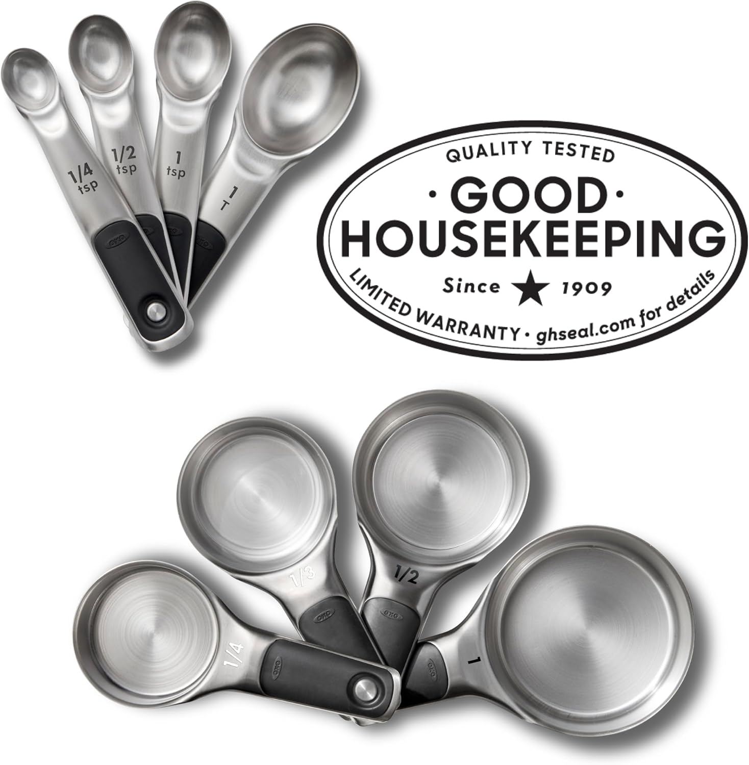 Good Grips 8-Piece Stainless Steel Measuring Cups and Spoons Set Zevon