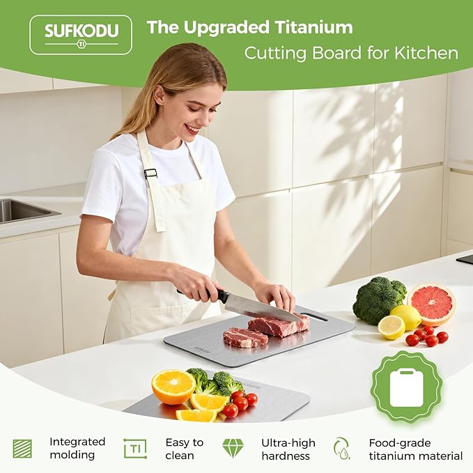 Titanium Cutting Board Set of 3 Double-Sided Non-Toxic Kitchen Chopping Boards Zevon
