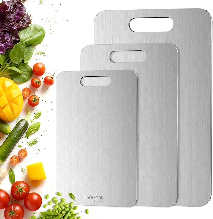 Titanium Cutting Board Set of 3 Double-Sided Non-Toxic Kitchen Chopping Boards Zevon