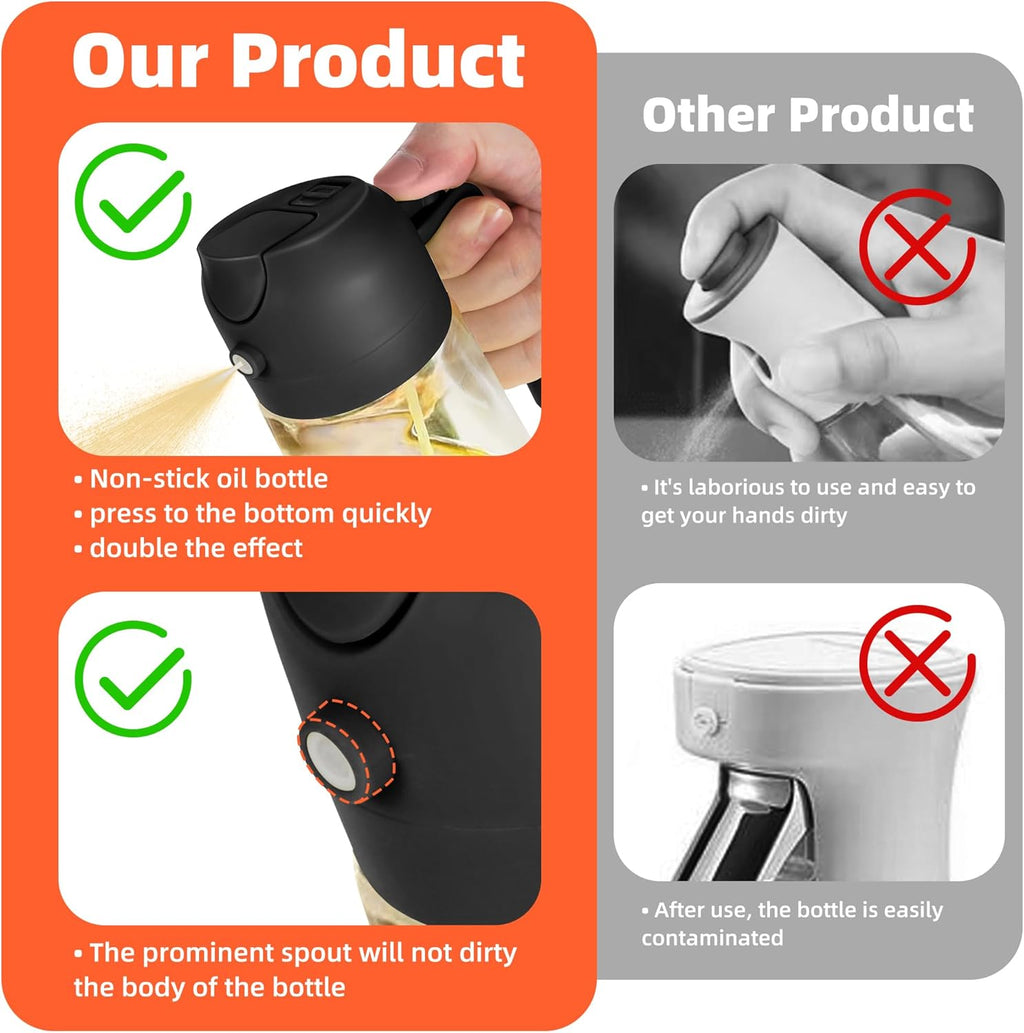 2-in-1 Glass Olive Oil Dispenser Bottle & Cooking Spray Mister Zevon
