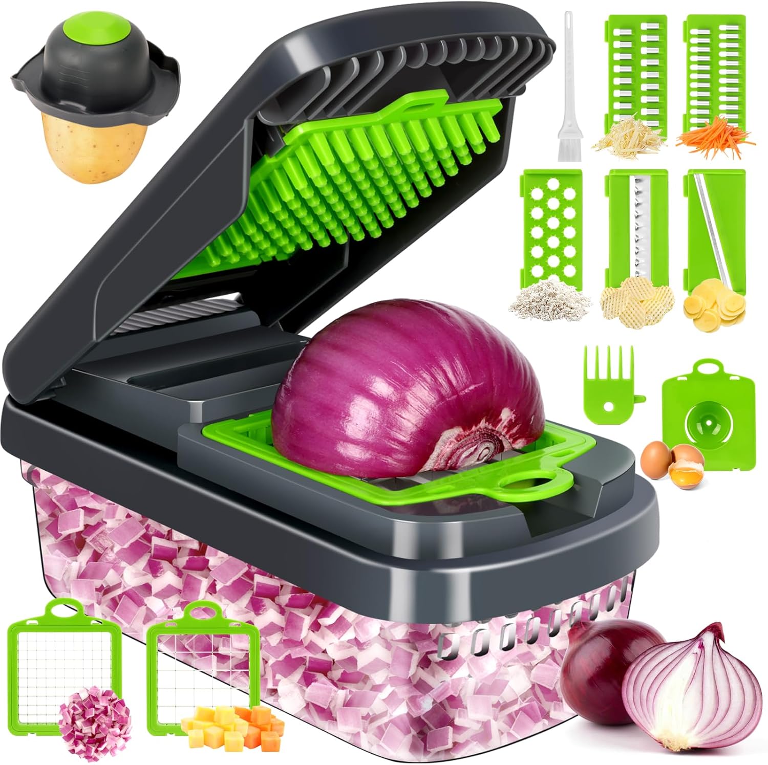 12-in-1 Multifunctional Vegetable Food Chopper with 7 Blades & Container Zevon