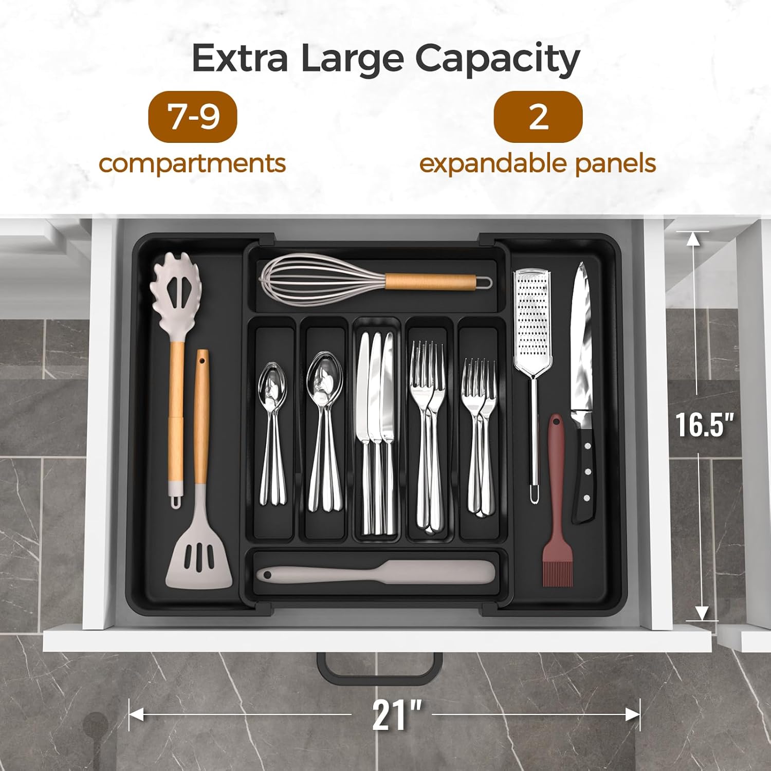 Ukeetap Extra Large Expandable Silverware Cutlery & Kitchen Utensil Drawer Organizer Zevon