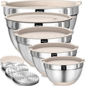 Umite Chef 8-Piece Stainless Steel Nesting Mixing Bowls with Airtight Lids & Grater Set Zevon