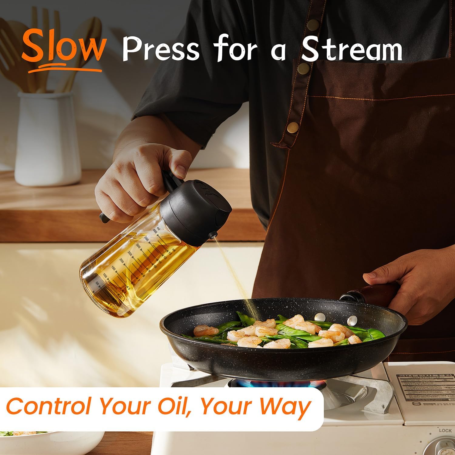 2-in-1 Glass Olive Oil Dispenser Bottle & Cooking Spray Mister Zevon