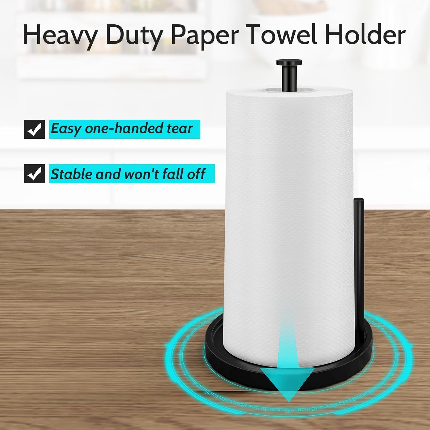 Standing Stainless Steel Paper Towel Holder Countertop Roll Dispenser with Weighted Base Zevon