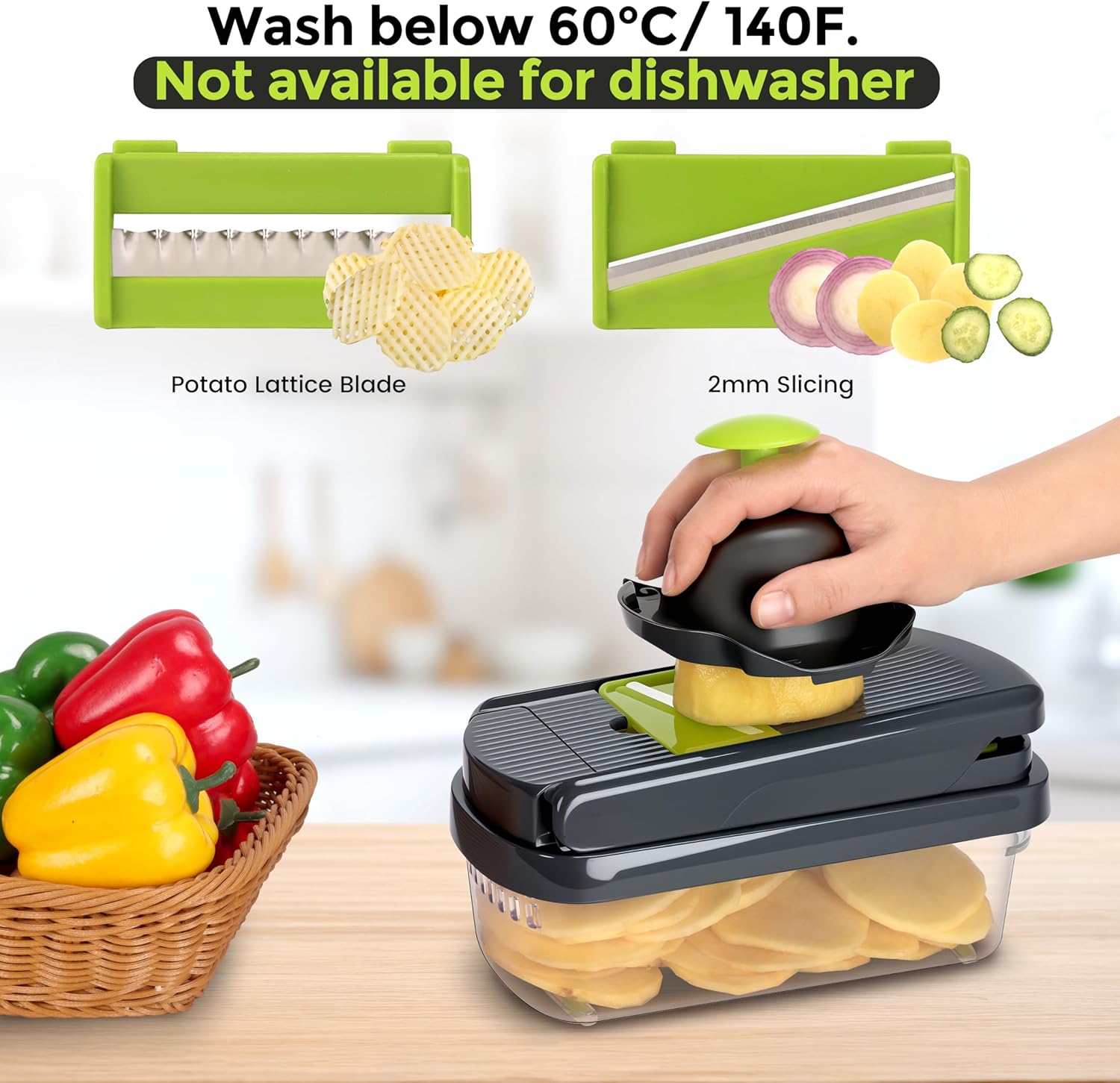 12-in-1 Multifunctional Vegetable Food Chopper with 7 Blades & Container Zevon