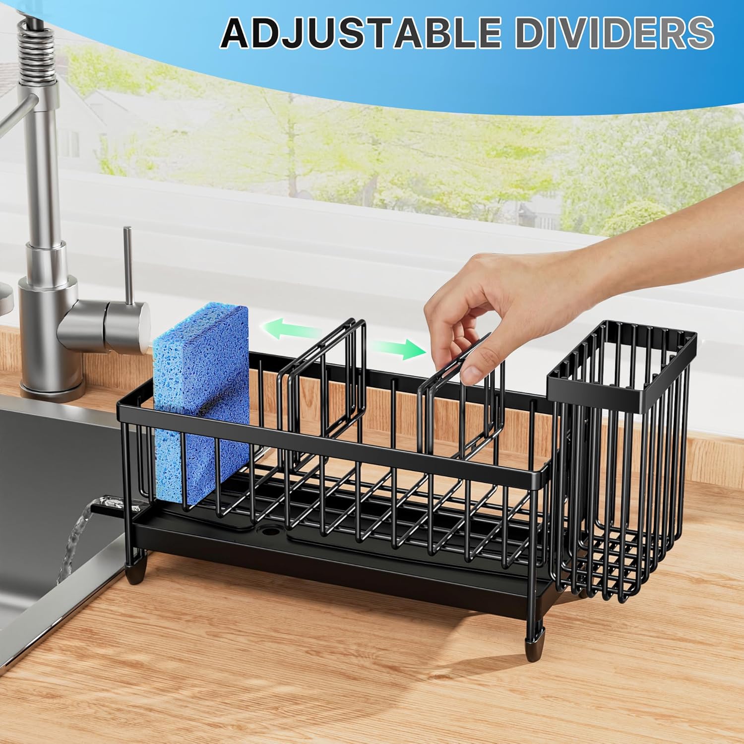 Cisily 304 Stainless Steel Sink Caddy Organizer & Kitchen Sponge Brush Holder Zevon