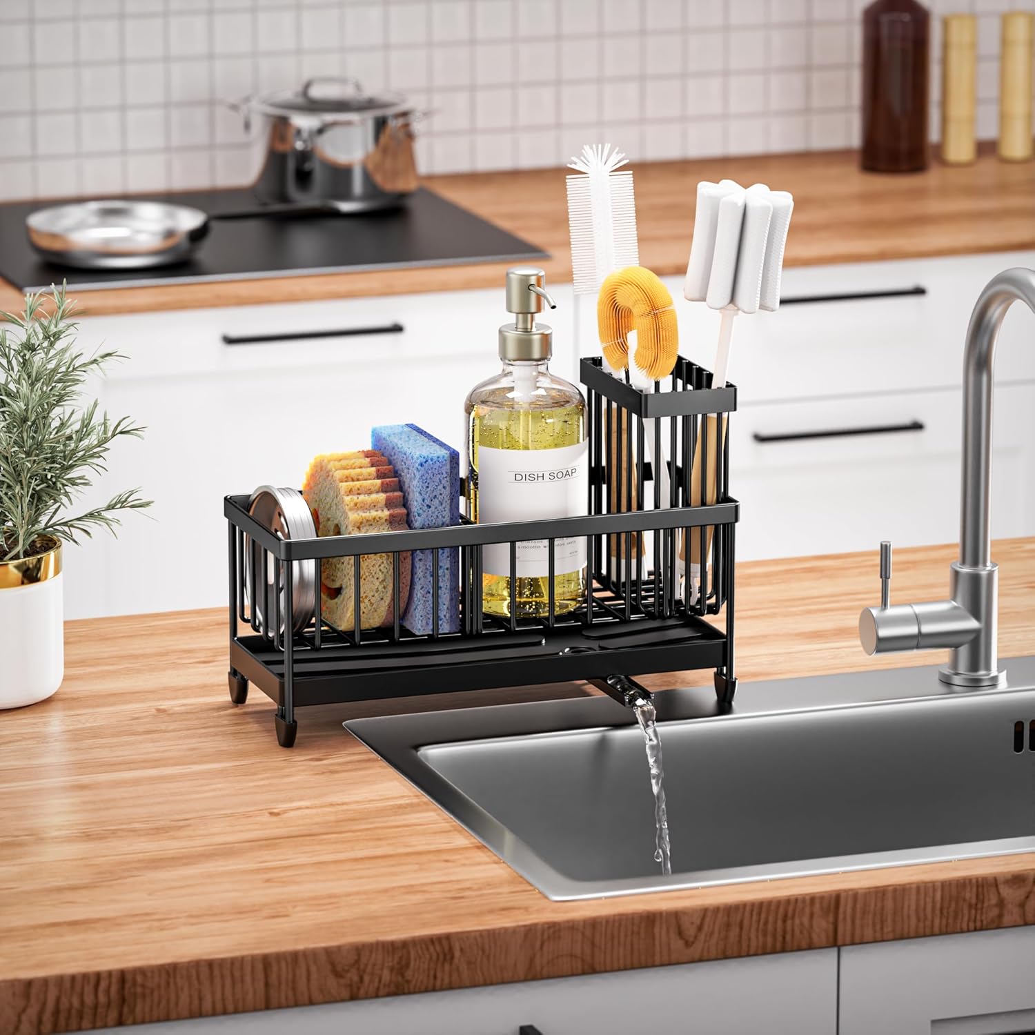Cisily 304 Stainless Steel Sink Caddy Organizer & Kitchen Sponge Brush Holder Zevon