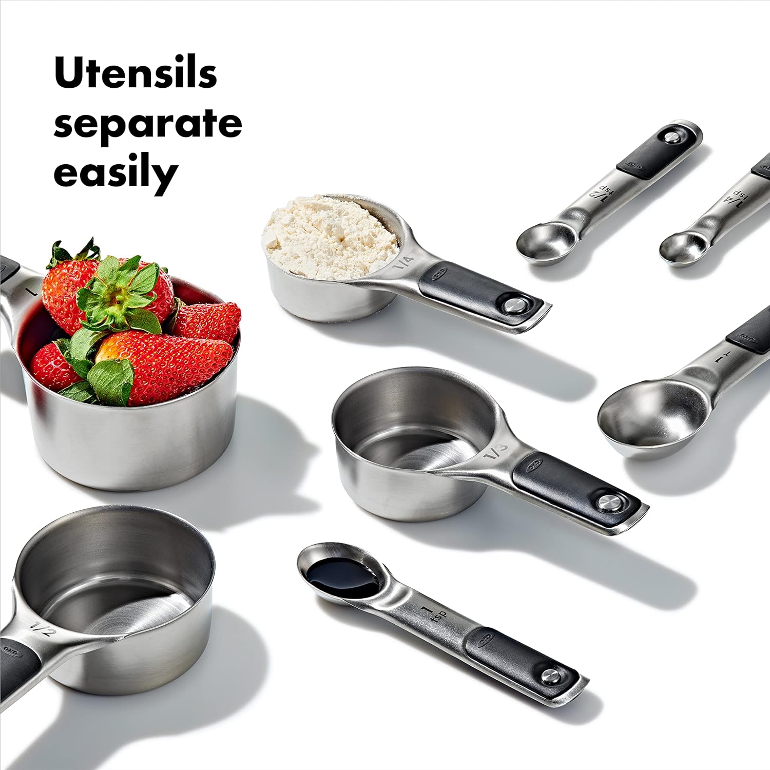 Good Grips 8-Piece Stainless Steel Measuring Cups and Spoons Set Zevon