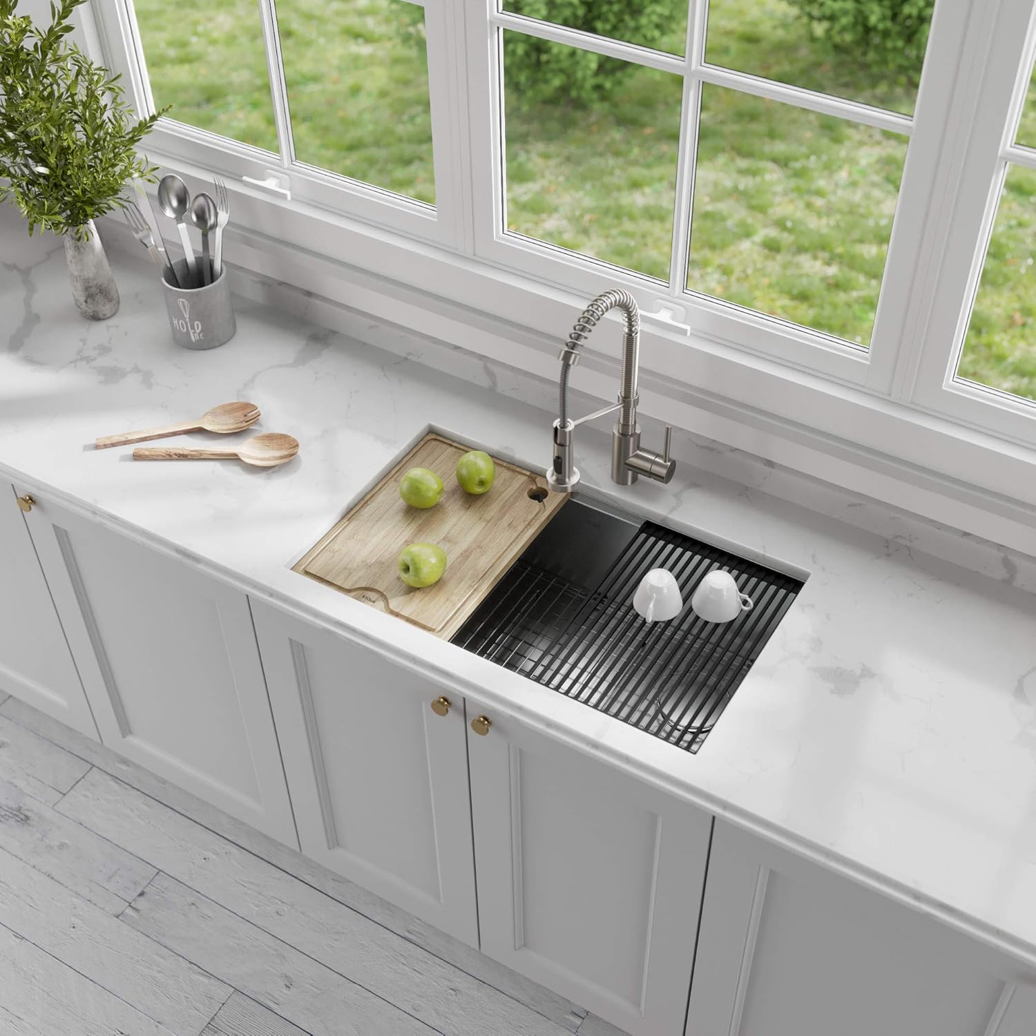 32-Inch Undermount Workstation 16 Gauge Stainless Steel Kitchen Sink Zevon