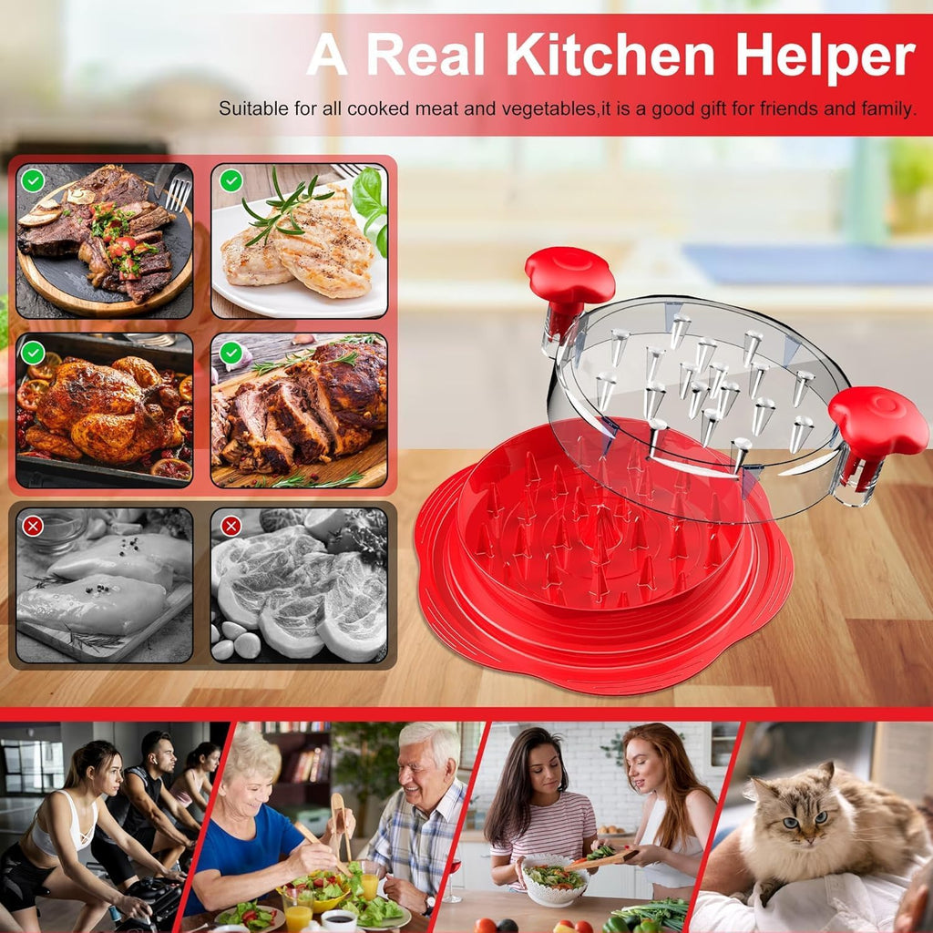 Twist Chicken Shredder Tool with Anti-Slip Base & Transparent Lid Kitchen Accessories Zevon