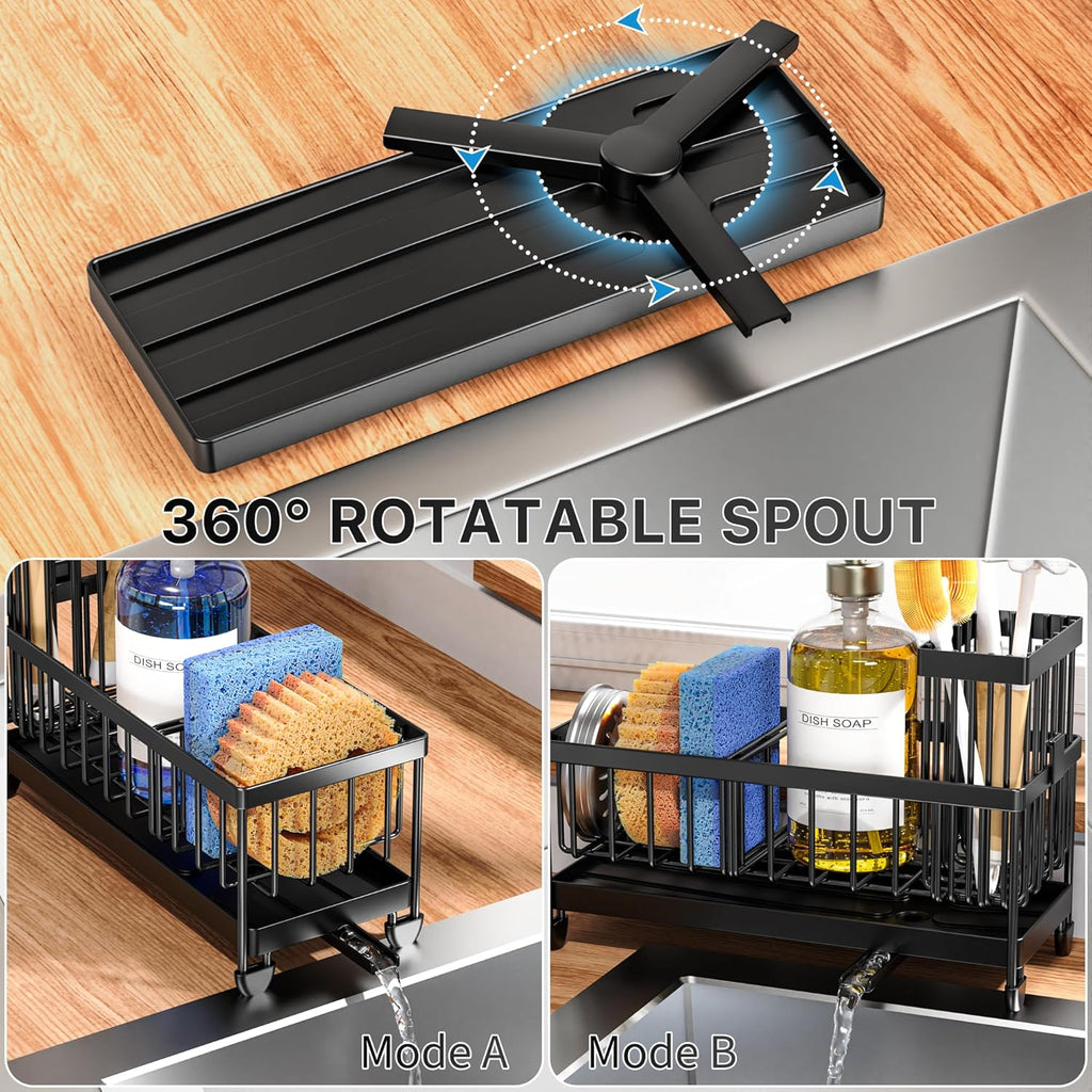 Cisily 304 Stainless Steel Sink Caddy Organizer & Kitchen Sponge Brush Holder Zevon
