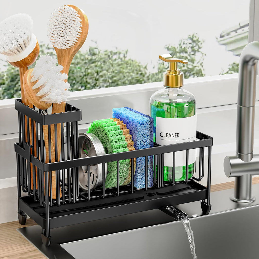 Cisily 304 Stainless Steel Sink Caddy Organizer & Kitchen Sponge Brush Holder Zevon